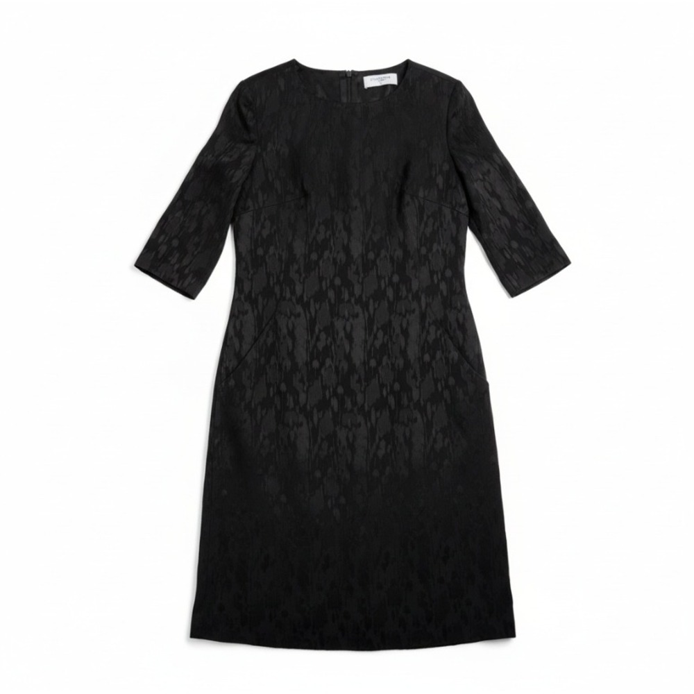 MM LaFleur Black Silk Sheath Dress Office Career Minimalist Capsule Zip Size 12